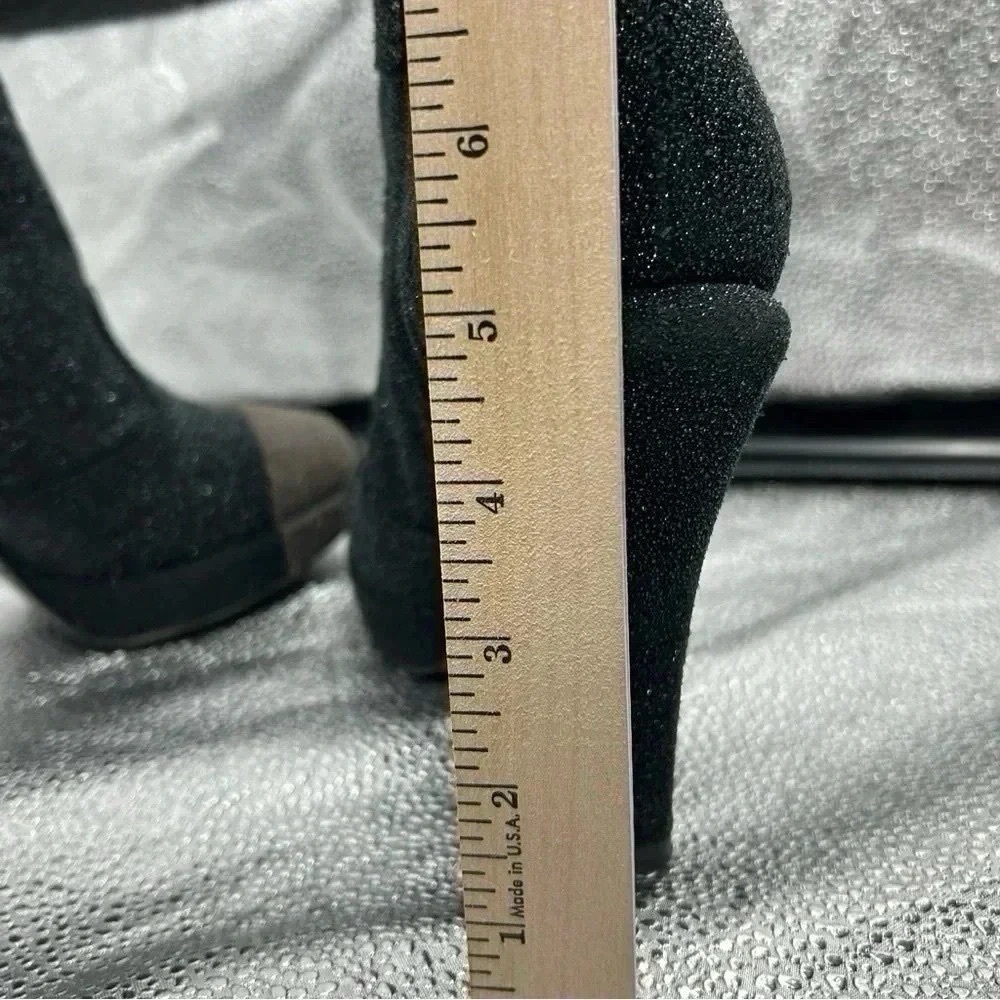 Chanel Glitter Suede CC Cap Toe Ankle Boots Black 40.5 Stiletto Heels - Picture 15 of 15